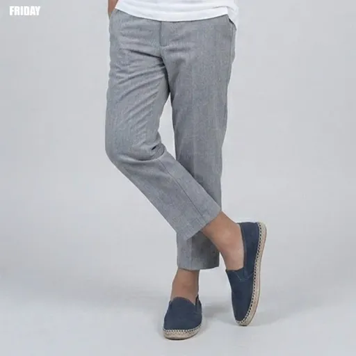 LIGHT ASH-COTTON TROUSER