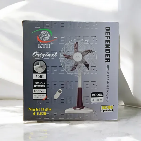 Defender 2986 HRS Remote Control Rechargeable Stand Fan -16 inch(Origin Chaina)