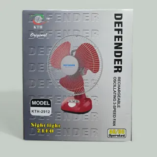 Defender 2912 Rechargeable Table Fan -12 inch- Maroon (China Original)