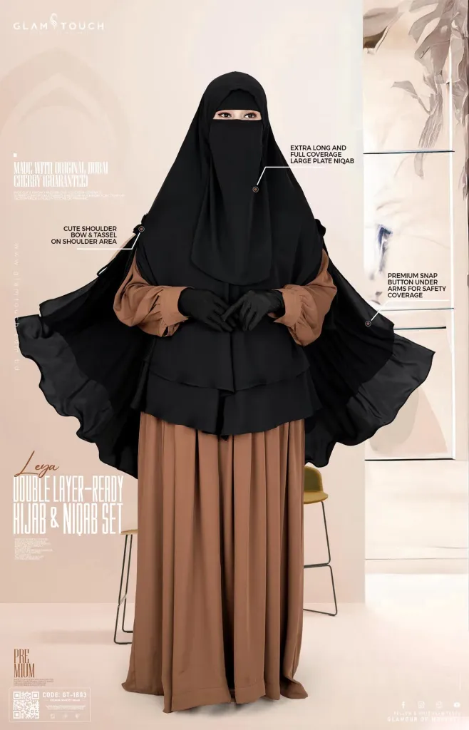 LEYA DOUBLE LAYER READY HIJAB-NIQAB SET | GT-1803