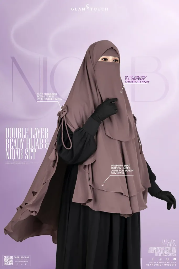 LEYA DOUBLE LAYER READY HIJAB-NIQAB SET | GT-1808