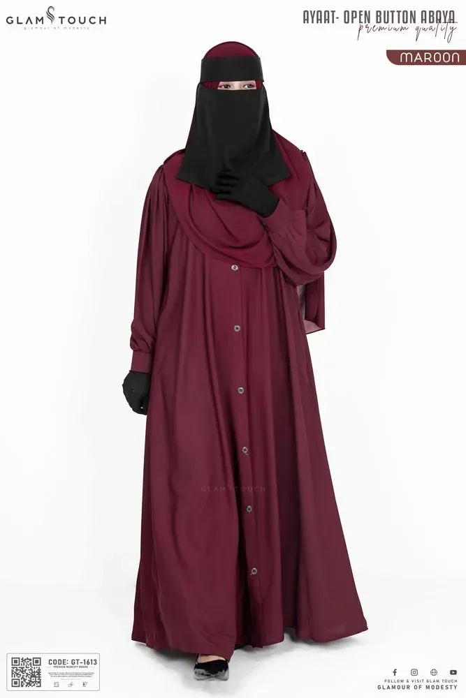 Ayaat Open Button Abaya | GT-1613