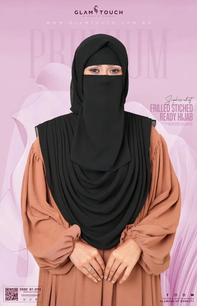 Sophia- Chest Frilled Stitched Ready Hijab | GT-2192