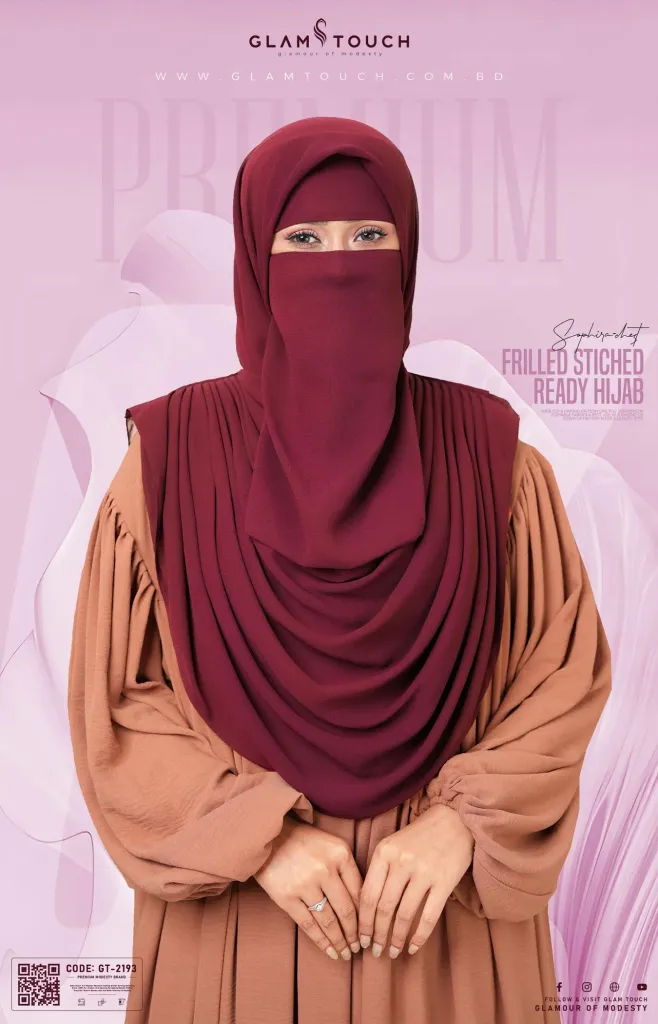 Sophia- Chest Frilled Stitched Ready Hijab | GT-2193