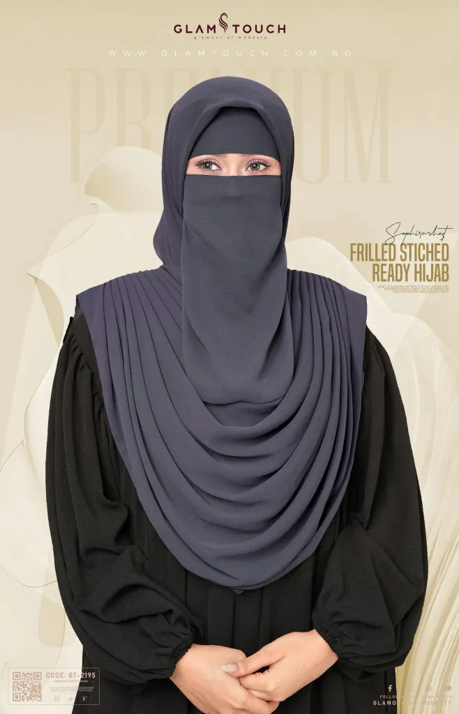 Sophia- Chest Frilled Stitched Ready Hijab | GT-2195