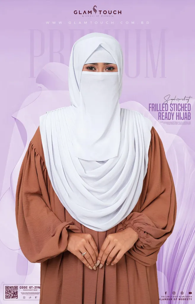 Sophia- Chest Frilled Stitched Ready Hijab | GT-2196