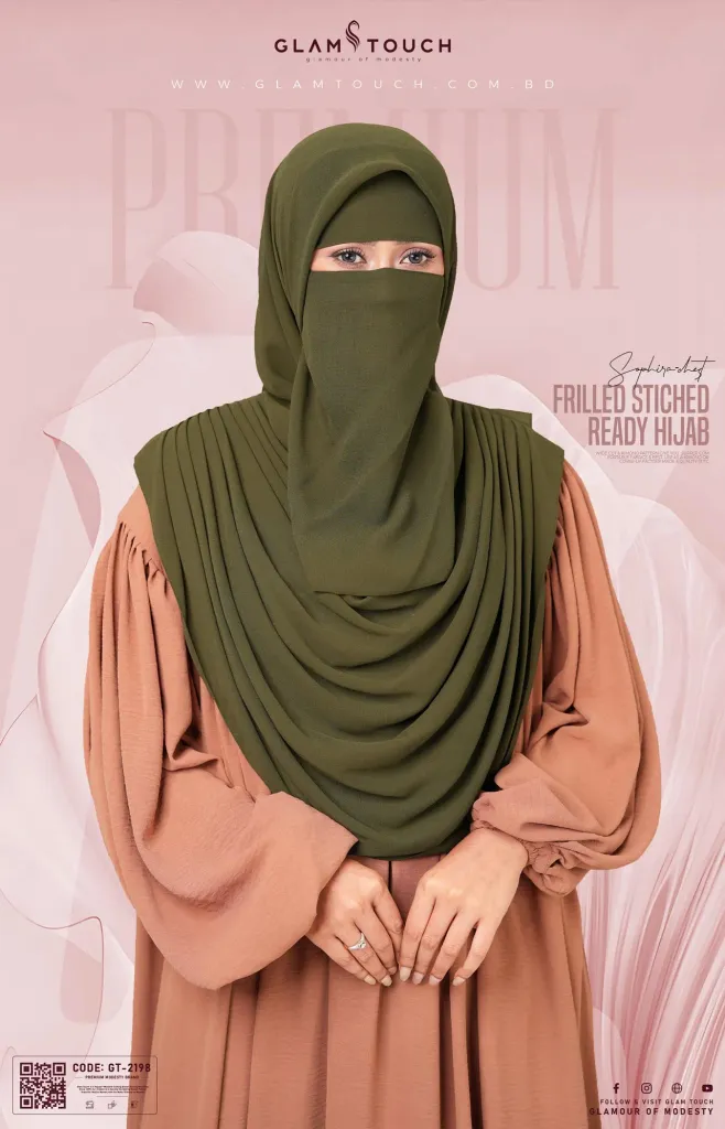 Sophia- Chest Frilled Stitched Ready Hijab | GT-2198