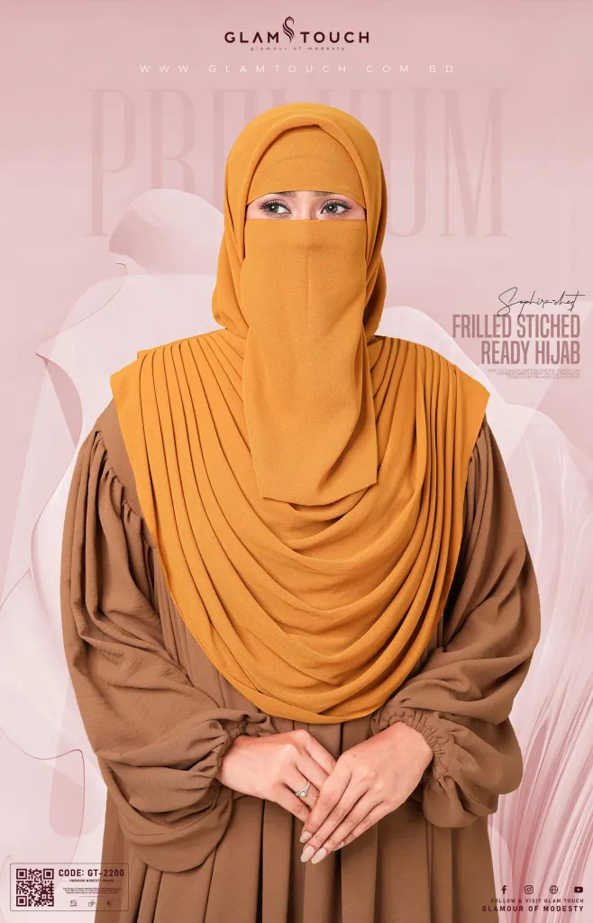 Sophia- Chest Frilled Stitched Ready Hijab | GT-2200