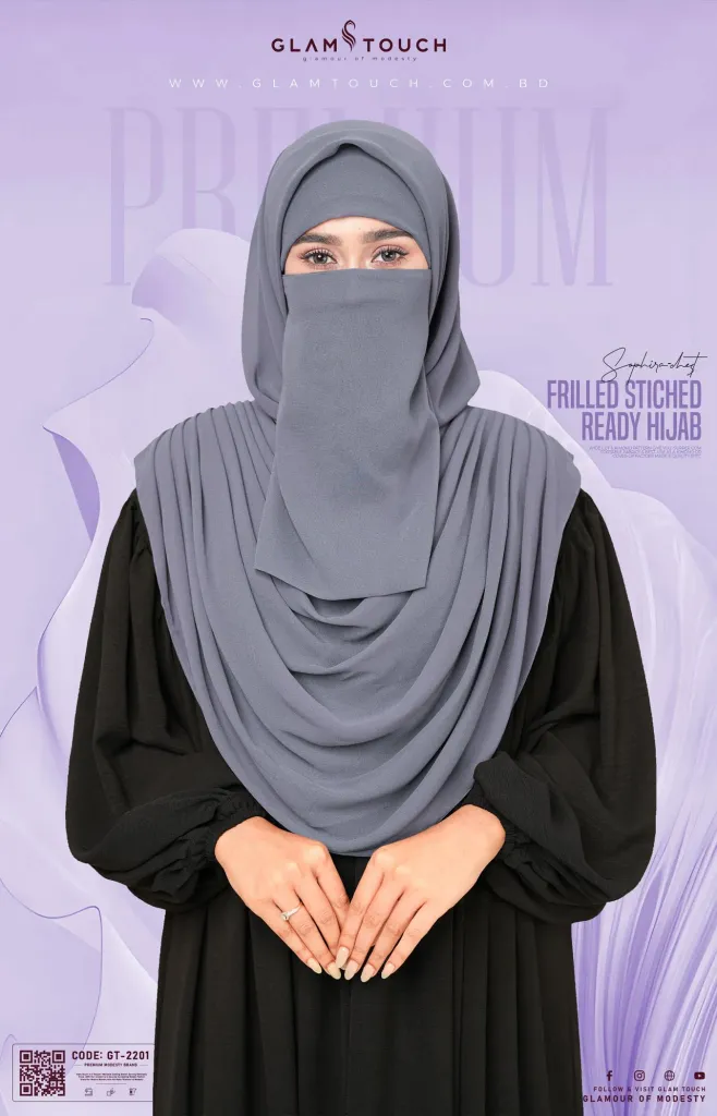 Sophia-Chest Frilled Stitched Ready Hijab | GT-2201