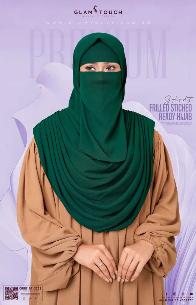 Sophia- Chest Frilled Stitched Ready Hijab | GT-2202