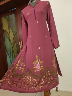 Double georgette Embroidery and karchupi