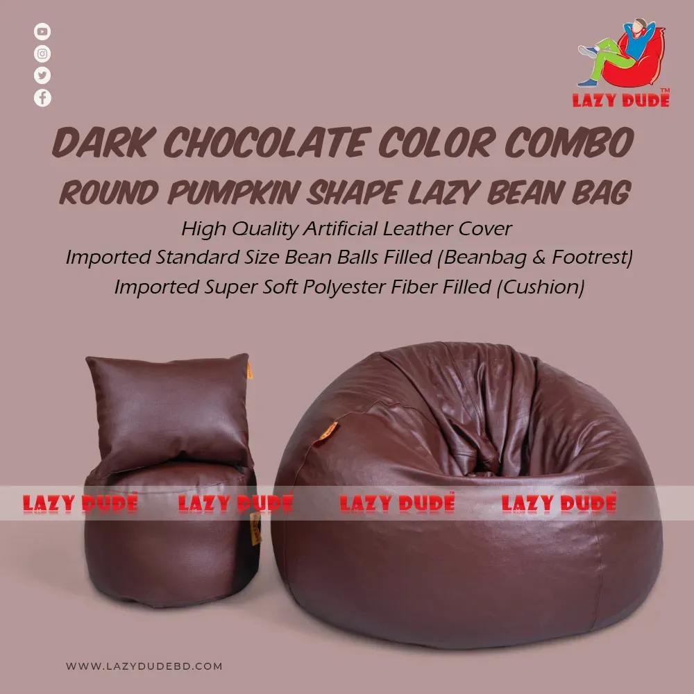 Round Pumpkin Shaped Beanbag - Chocolate