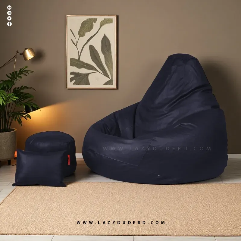 Water Drop Shaped Lazy Bean Bag - Black - Premium Edition
