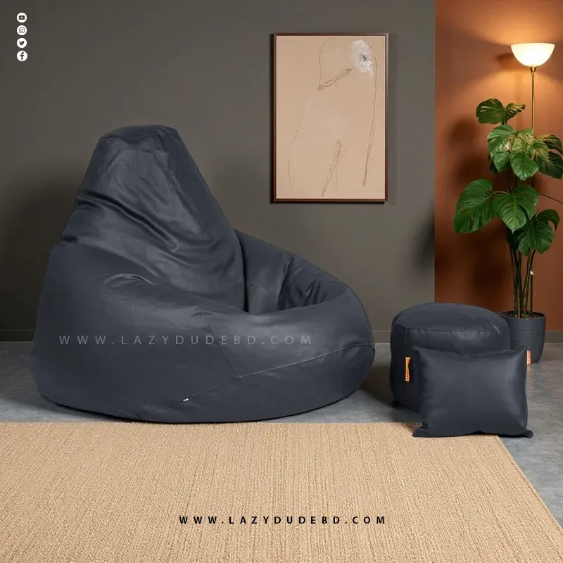 Water Drop Shaped Lazy Bean Bag - Deep Ash - Premium Edition