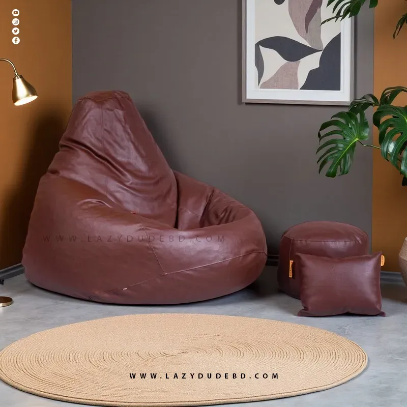 Water Drop Shaped Lazy Bean Bag - Chocolate - Premium Edition