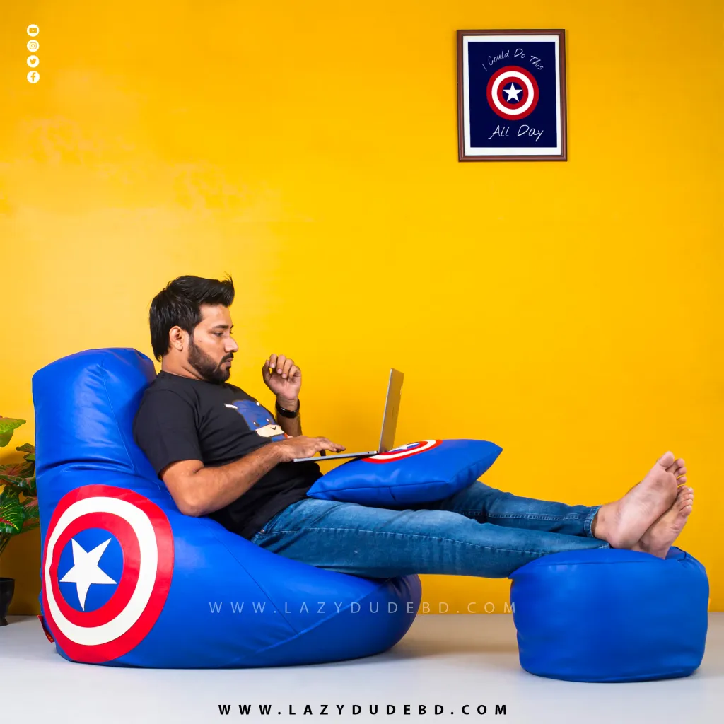 Superhero - Captain America Multiple Shaped Beanbag - Blue - Premium Edition