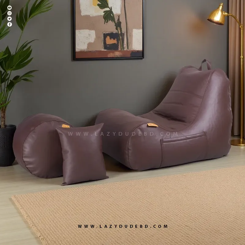 Armless Lazy Bean Bag Sofa Set - Chocolate- Premium Edition