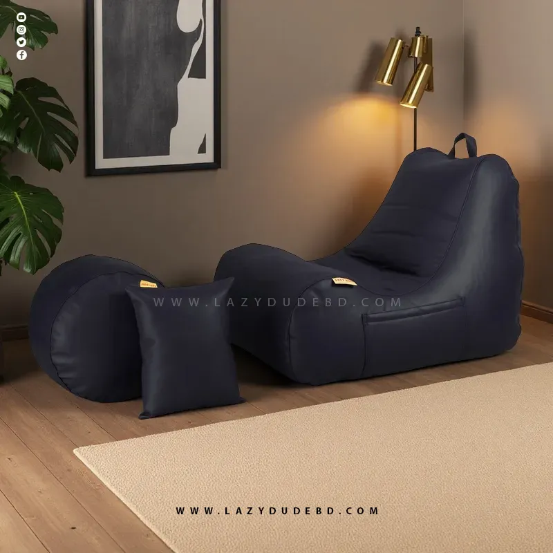 Armless Lazy Bean Bag Sofa Set - Black- Premium Edition