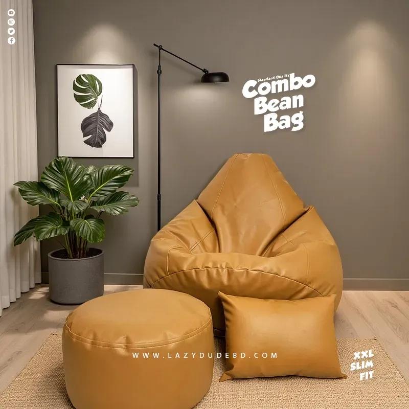 XXL Slim Fit Pear cum Multiple Shaped Lazy Bean Bag - Light Brown