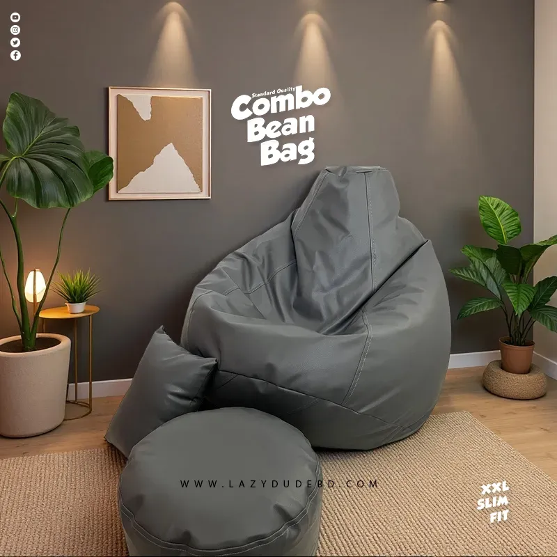 XXL Slim Fit Pear cum Multiple Shaped Lazy Bean Bag - Ash
