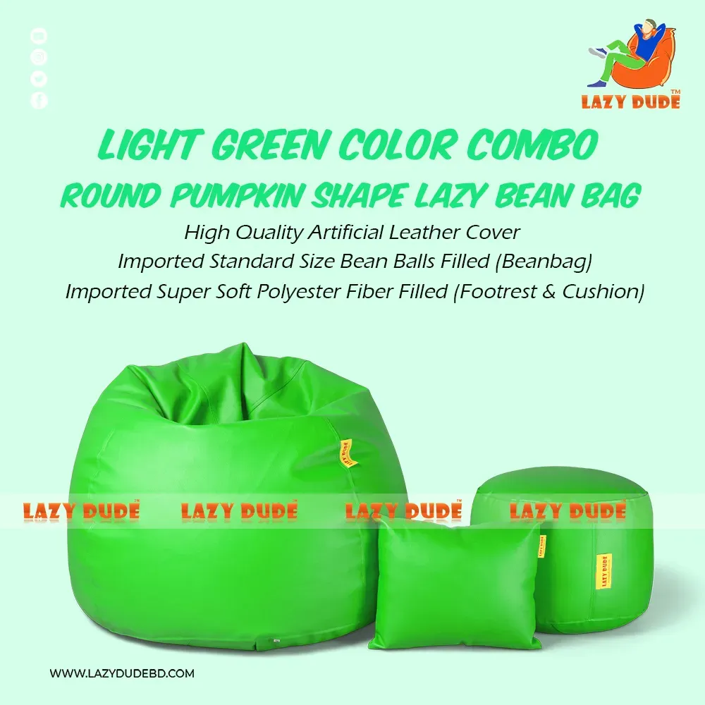 Round Pumpkin Shaped Beanbag - Light Green