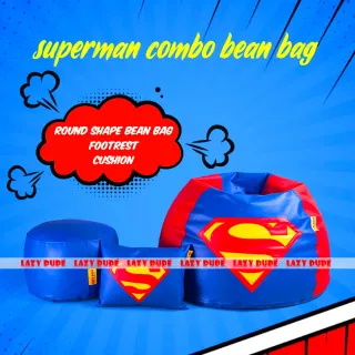 Superhero - Superman COMBO Set Extra Large XL Size Round Pumpkin Shaped - Blue & Red - Premium Edition