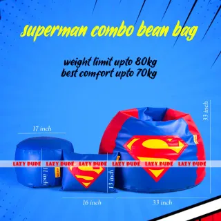 Superhero - Superman COMBO Set Extra Large XL Size Round Pumpkin Shaped - Blue & Red - Premium Edition