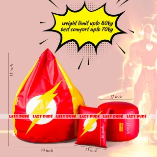 Superhero - Flash COMBO Set Extra Large XL Size Round Pumpkin Shaped - Red & Yellow - Premium Edition