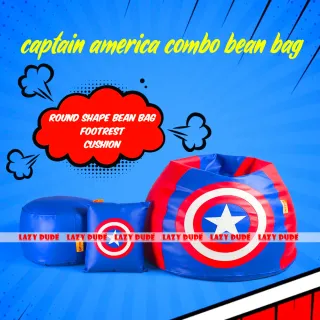 Superhero - Captain America COMBO Set Extra Large XL Size Round Pumpkin Shaped - Blue & Red - Premium Edition