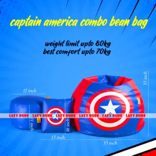 Superhero - Captain America COMBO Set Extra Large XL Size Round Pumpkin Shaped - Blue & Red - Premium Edition