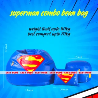 Superhero - Superman COMBO Set Extra Large XL Size Round Pumpkin Shaped - Blue - Premium Edition
