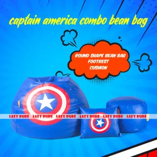 Superhero - Captain America COMBO Set Extra Large XL Size Round Pumpkin Shaped - Blue - Premium Edition
