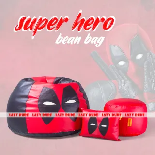 Superhero - Deadpool COMBO Set Extra Large XL Size Round Pumpkin Shaped - Black & Red - Premium Edition