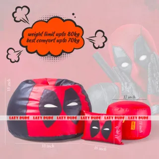 Superhero - Deadpool COMBO Set Extra Large XL Size Round Pumpkin Shaped - Black & Red - Premium Edition