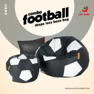 Football Shape Lazy Bean Bag Combo Set - Black and White Color