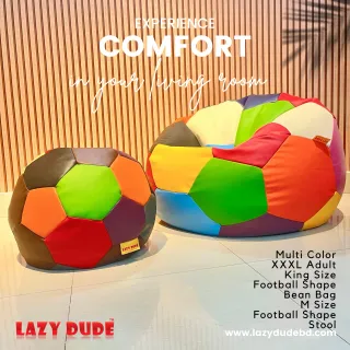 Football Shape Lazy Bean Bag Combo Set - Multi Mixed Color