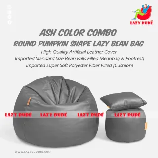 Round Pumpkin Shaped Beanbag - Ash