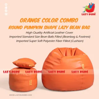 Round Pumpkin Shaped Beanbag - Orange