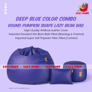 Round Pumpkin Shaped Beanbag - Deep Blue