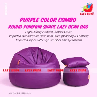 Round Pumpkin Shaped Beanbag - Purple