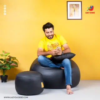 Round Pumpkin Shaped Beanbag - Black