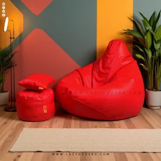 Pear cum Multiple Shaped XXL Size Lazy Bean Bag - Red - Premium Edition