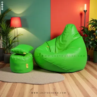 Pear cum Multiple Shaped XXL Size Lazy Bean Bag - Light Green - Premium Edition