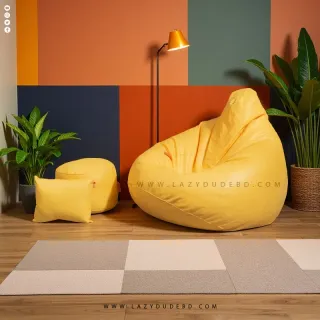 Pear cum Multiple Shaped XXL Size Lazy Bean Bag - Yellow - Premium Edition