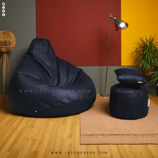 Pear cum Multiple Shaped XXL Size Lazy Bean Bag - Black - Premium Edition
