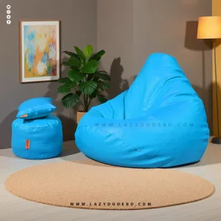 Water Drop Shaped Lazy Bean Bag - Sky Blue - Premium Edition