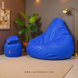 Water Drop Shaped Lazy Bean Bag - Blue - Premium Edition