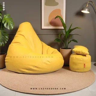 Water Drop Shaped Lazy Bean Bag - Yellow - Premium Edition