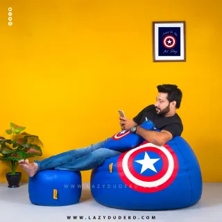 Superhero - Captain America COMBO Set Extra Large XL Size Round Pumpkin Shaped - Blue - Premium Edition