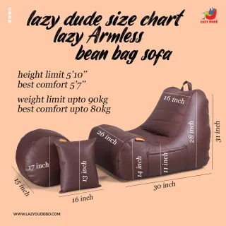 Armless Lazy Bean Bag Sofa Set - Chocolate- Premium Edition